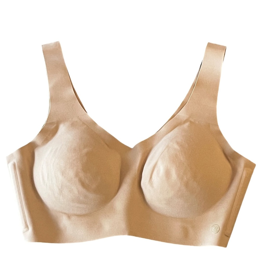 Honeylove Silhouette Bra Womens Small Nude V-Neck Wireless Full Coverage Seamles
